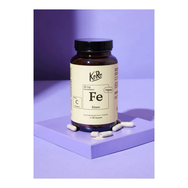 Eisenbisglycinat + Vitamin C aus Acerola Kapseln | 180 Stück